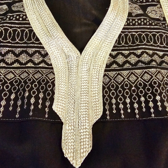 VINTAGE Roaring 20's Sleeveless Dress Beading Sequince Linen w Fringe - Picture 7 of 12